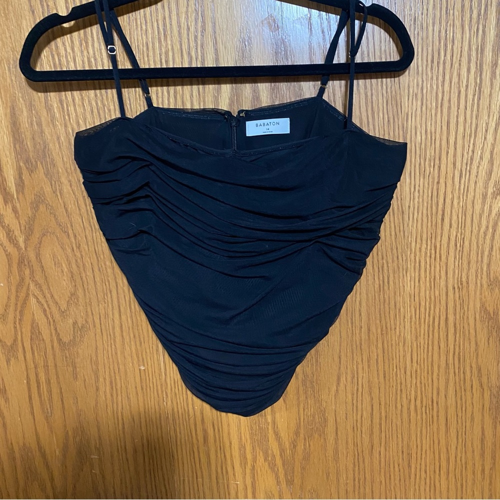 Black Ruched corset type top size 14